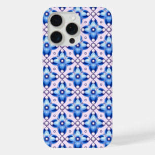 Royal Blue Floral Tile Luxe ✨ Pearl Accent Elegant iPhone 15 Pro Max Case