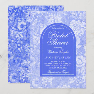 Royal Blue Floral Victorian Bridal Shower Invitation