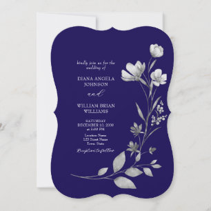 Royal Blue Floral Wedding Invitation