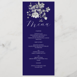 Royal Blue Floral Wedding Menu