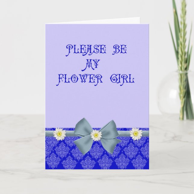 Royal Blue Flower Girl Request Invitation (Front)