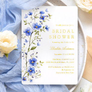 Royal Blue Flowers Bridal Shower Gold