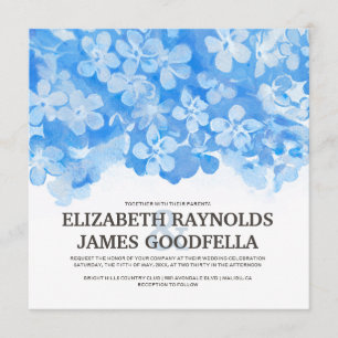 Royal Blue Flowers Wedding Invitations