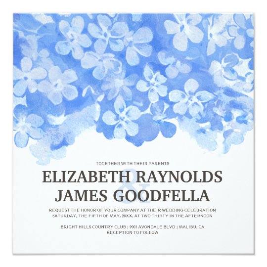 Royal Blue Flowers Wedding Invitations