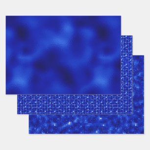 Royal Blue Foil Hanukkah Wrapping Paper Sheets