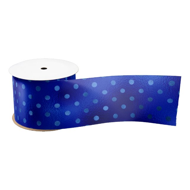 Royal Blue Foil Polka Dot Hanukkah Satin Ribbon (Spool)