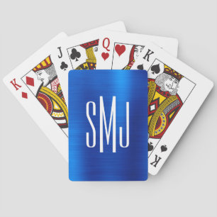 Royal Blue Foil Three Letter Monogram Playing Cards