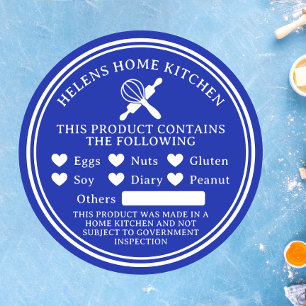 Royal Blue Food Allergy Alert Bakery Sticker