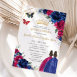 Royal Blue Fuchsia Pink Floral Twins Quinceañera Invitation<br><div class="desc">This chic Quinceañera invitation for twins features a gold glitter geometric frame adorned by vibrant royal blue and fuchsia pink floral and two girls in a fuchsia dress and in a royal blue dress. Personalise it with your details easily and quickly, simply click the "Edit Using Design Tools" button to...</div>