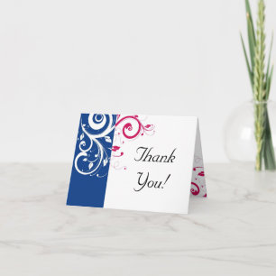 Royal Blue/Fuchsia Swirl Thank You Card