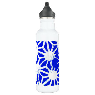 Royal blue geometric pattern 710 ml water bottle