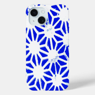Royal blue geometric pattern iPhone 15 case