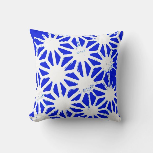 Royal blue geometric pattern cushion (Front)