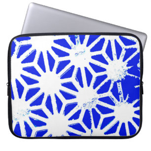 Royal blue geometric pattern laptop sleeve