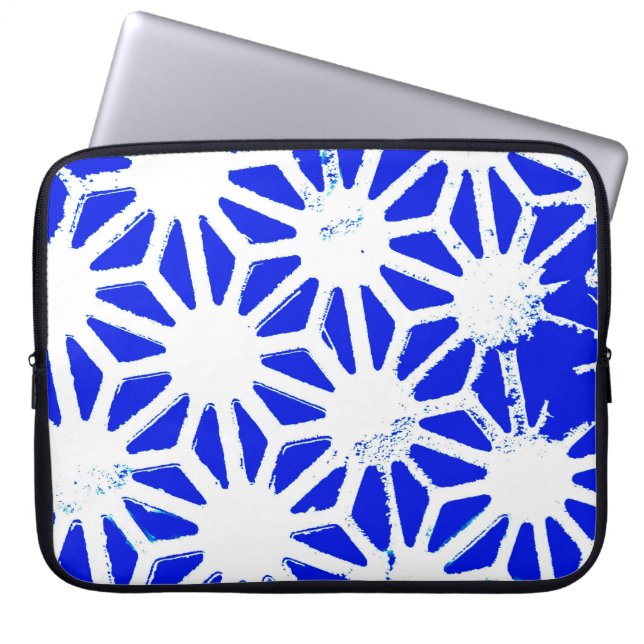 Royal blue geometric pattern laptop sleeve (Front)