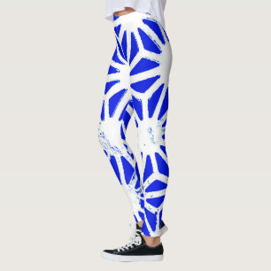Royal blue geometric pattern leggings