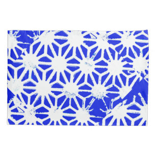 Royal blue geometric pattern pillowcase