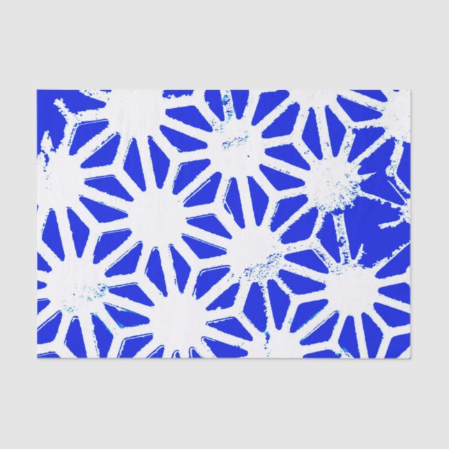 Royal blue geometric pattern tissue paper (Front)