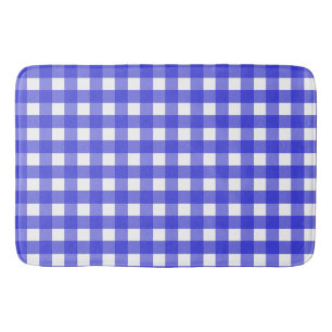 Royal blue gingham bath mat
