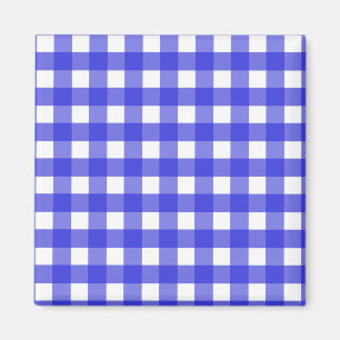 Royal blue gingham magnet