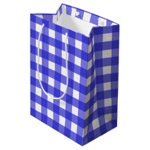 Royal blue gingham medium gift bag