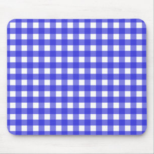 Royal blue gingham mouse mat