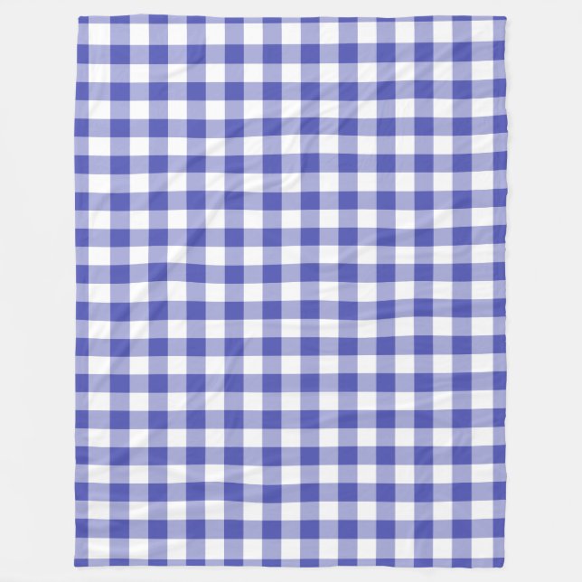 Royal Blue Gingham Pattern Fleece Blanket (Front)