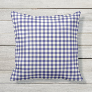Royal Blue Gingham Pattern Outdoor Pillows