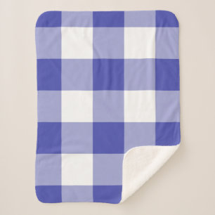 Royal Blue Gingham Pattern Sherpa Blanket
