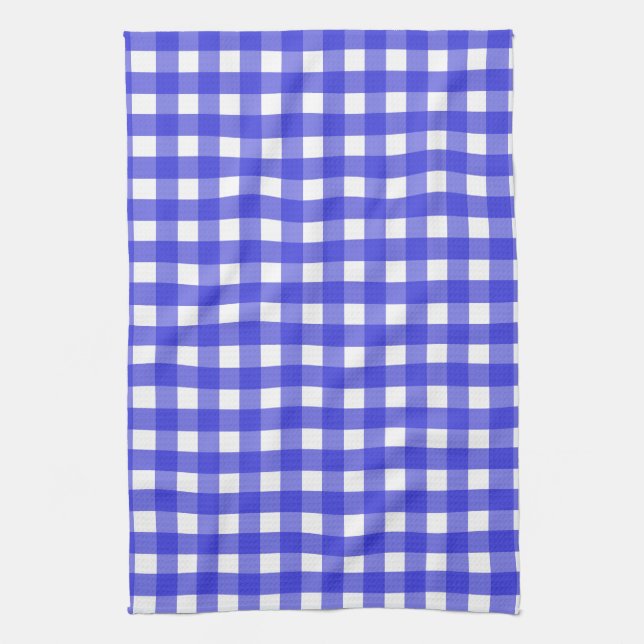 Royal blue gingham tea towel (Vertical)