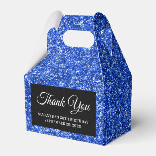Royal Blue Glitter 50th Birthday Thank You Favour Box