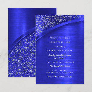 Royal Blue Glitter Bridal Shower Birthday Invitation