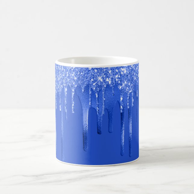 Royal Blue Glitter Drips Coffee Mug (Center)