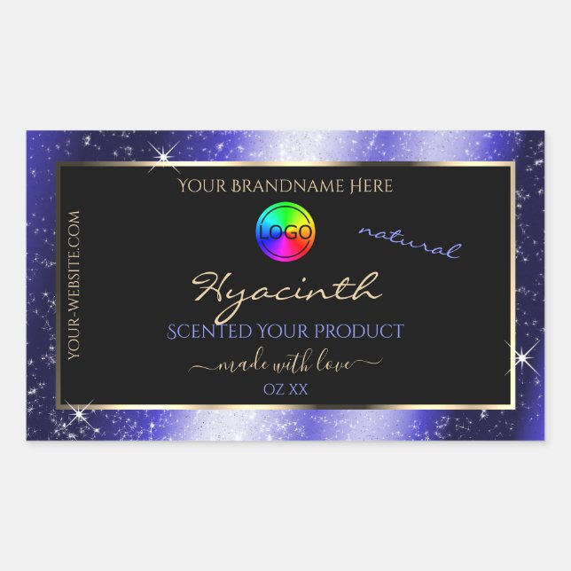 Royal Blue Glitter Frame Product Label with Logo (Front)