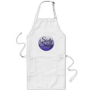 Royal Blue Glitter Ombre 60 Sassy 60th Birthday Long Apron