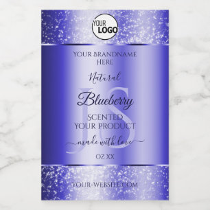 Royal Blue Glitter Product Labels Monogram Logo