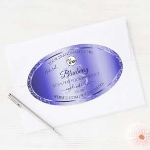 Royal Blue Glitter Product Labels Monogram Logo