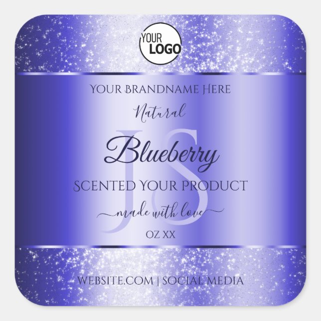 Royal Blue Glitter Product Labels Monogram Logo (Front)