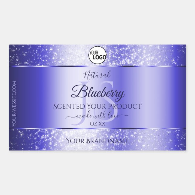 Royal Blue Glitter Product Labels Monogram Logo (Front)
