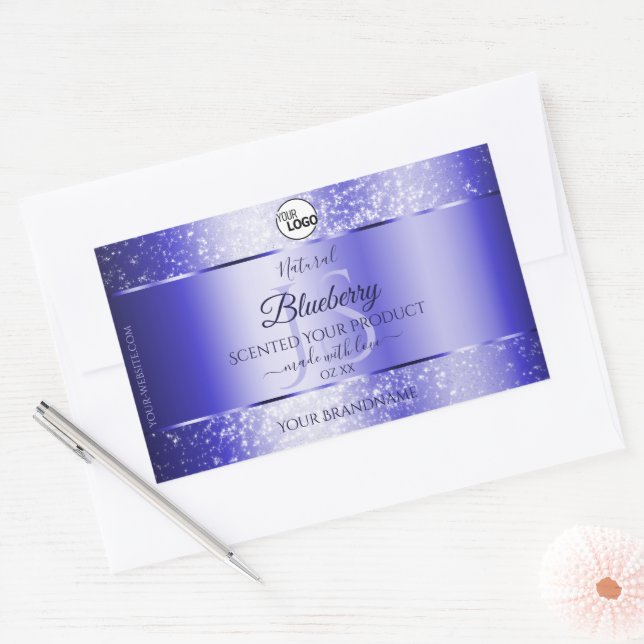 Royal Blue Glitter Product Labels Monogram Logo (Envelope)