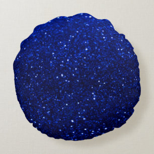Royal Blue Glitter Round Throw Pillow