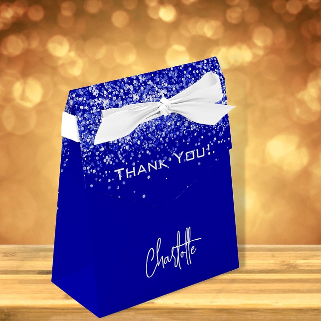Royal blue glitter sparkles name thank you favour box (Creator Uploaded)