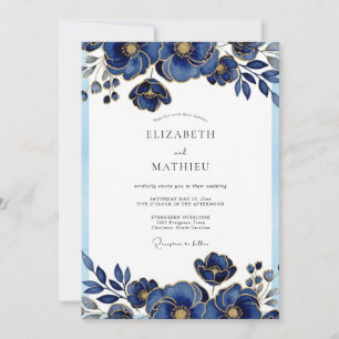 Royal Blue Glorious Botanical Wedding Invitation