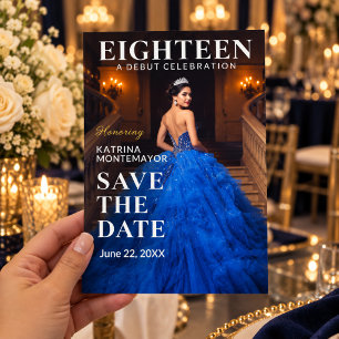 Royal Blue Gold 18th Birthday Save the Date