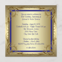 Royal Blue Gold 50th Wedding Anniversary Party