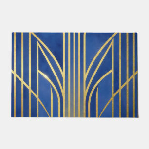 Royal Blue Gold Art Deco Doormat