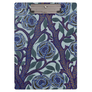 Royal Blue & Gold Art Deco Rose Floral Decor Clipboard