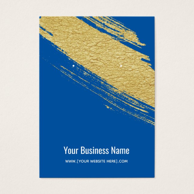 Royal Blue Gold Brush Earring Display Cards (Front)
