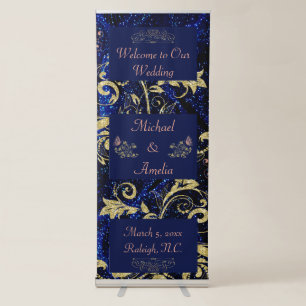 Royal Blue Gold Butterfly Wedding Banner