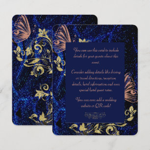 Royal Blue Gold Butterfly Wedding Enclosure Card